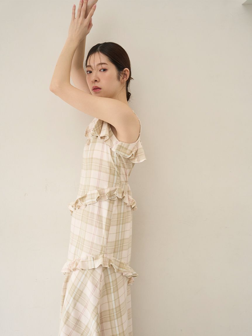 SNIDEL HOME「チェックフリルワンピース」|ルームウェア|