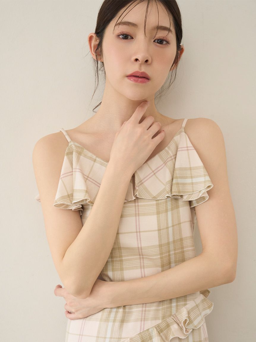 SNIDEL HOME「チェックフリルワンピース」|ルームウェア|