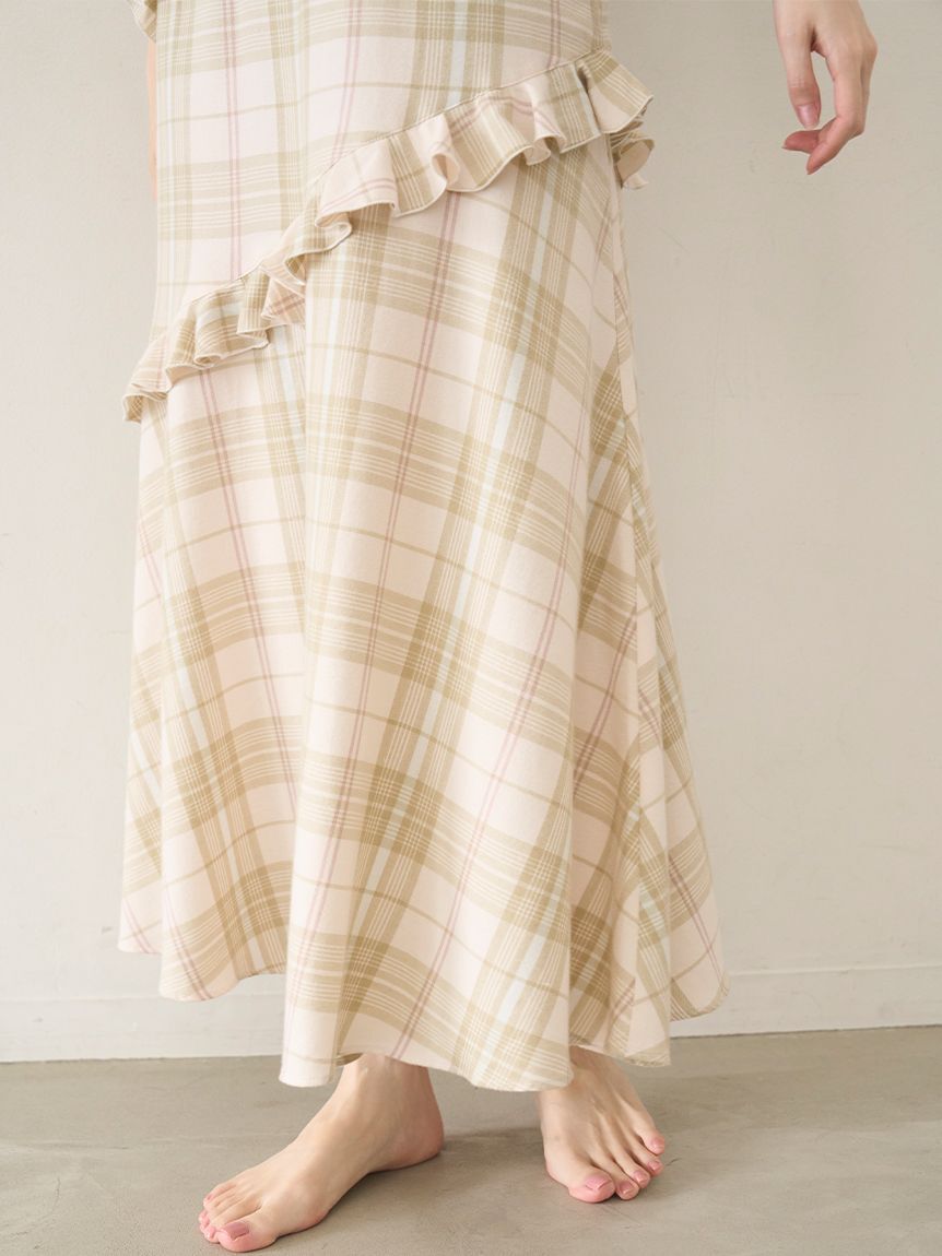 SNIDEL HOME「チェックフリルワンピース」|ルームウェア|