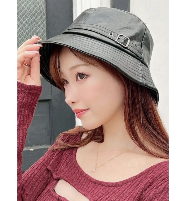 RESEXXY「フェイクレザーバケットハット」|ハット|ブラック