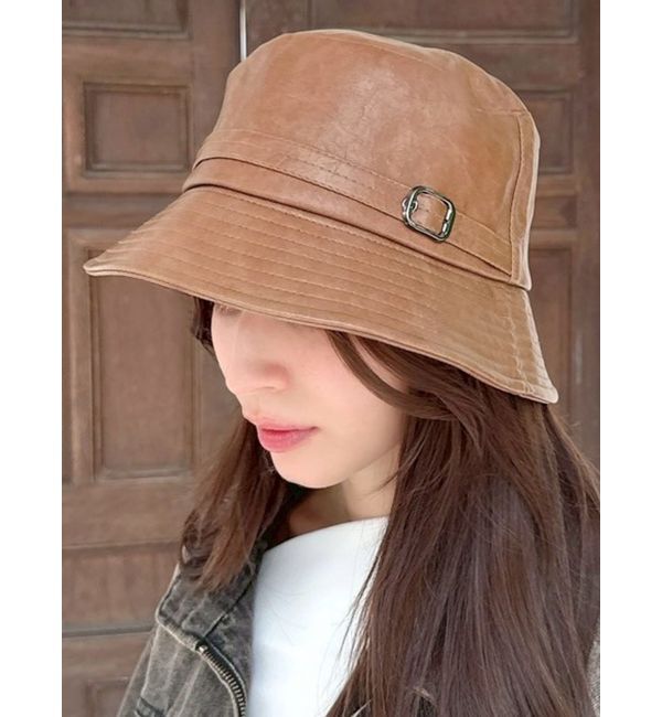 RESEXXY「フェイクレザーバケットハット」|ハット|ブラウン