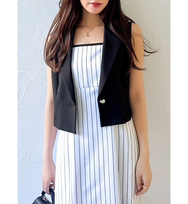 dazzlin「クロップドジレセットアップ」|ワンピース|ブラック