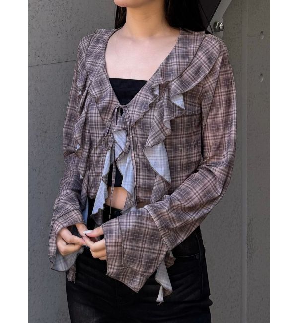 EMODA「ラッフルハングクロップドブラウス」|シャツ・ブラウス|