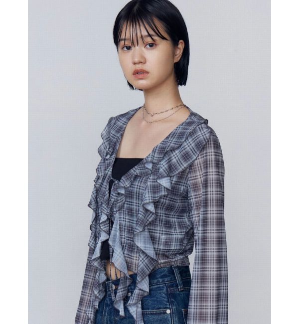 EMODA「ラッフルハングクロップドブラウス」|シャツ・ブラウス|