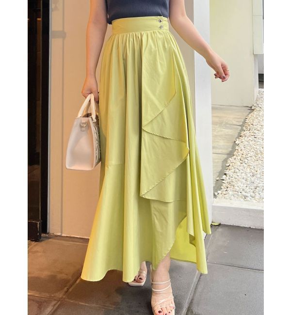 MERCURYDUO「ランダムフレアアシメスカート」|スカート|ライム