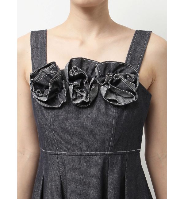 MERCURYDUO「デニムフラワーモチーフジャンスカ」|ワンピース|