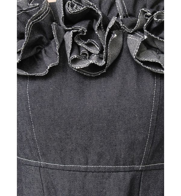 MERCURYDUO「デニムフラワーモチーフジャンスカ」|ワンピース|