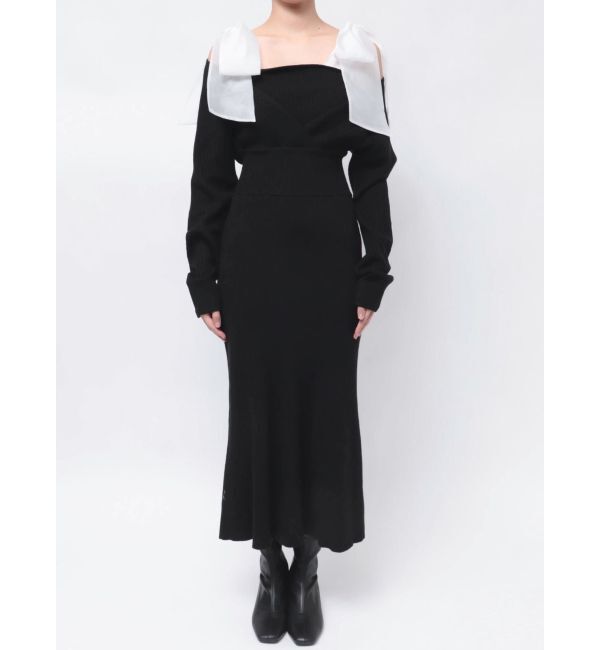 MERCURYDUO「2WAYショルダーリボンマーメイドニットワンピース」|ワンピース|