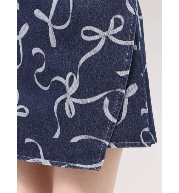 MERCURYDUO「リボンプリントデニムラップスカパン」|スカート|