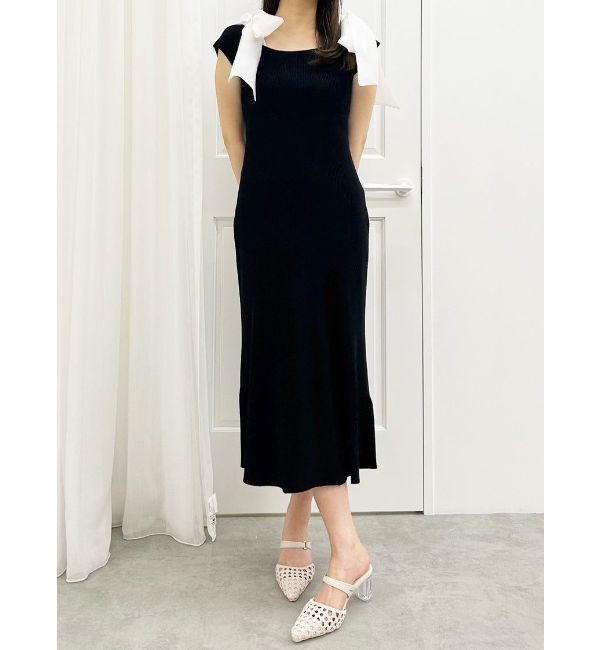 MERCURYDUO「ショルダーリボンニットワンピース」|ワンピース|