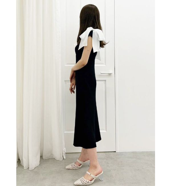 MERCURYDUO「ショルダーリボンニットワンピース」|ワンピース|