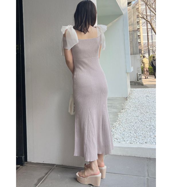 MERCURYDUO「ショルダーリボンニットワンピース」|ワンピース|