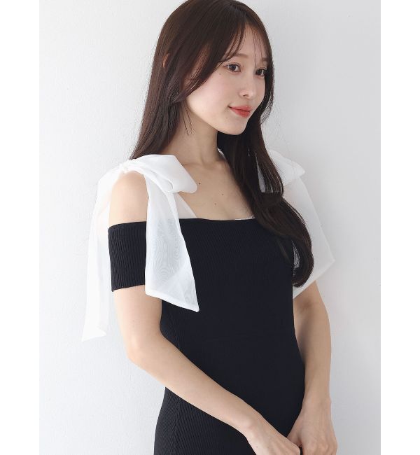 MERCURYDUO「ショルダーリボンニットワンピース」|ワンピース|