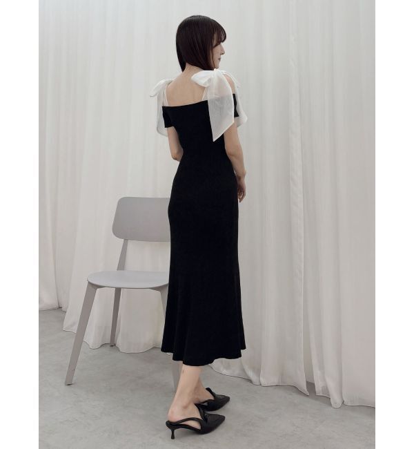 MERCURYDUO「ショルダーリボンニットワンピース」|ワンピース|