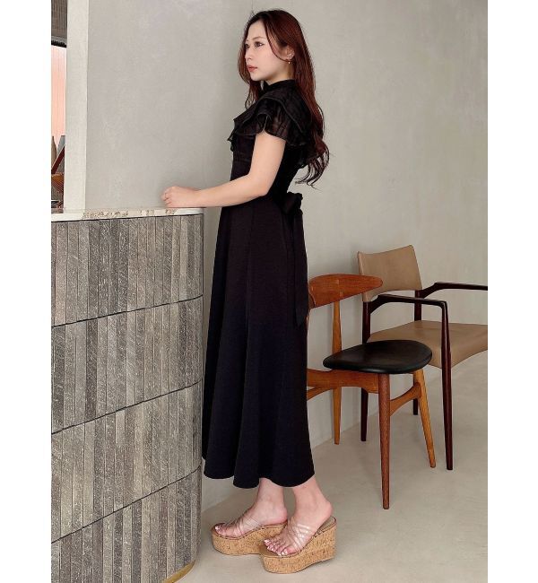 MERCURYDUO「シアーチェックラッフルドッキングワンピース」|ワンピース|