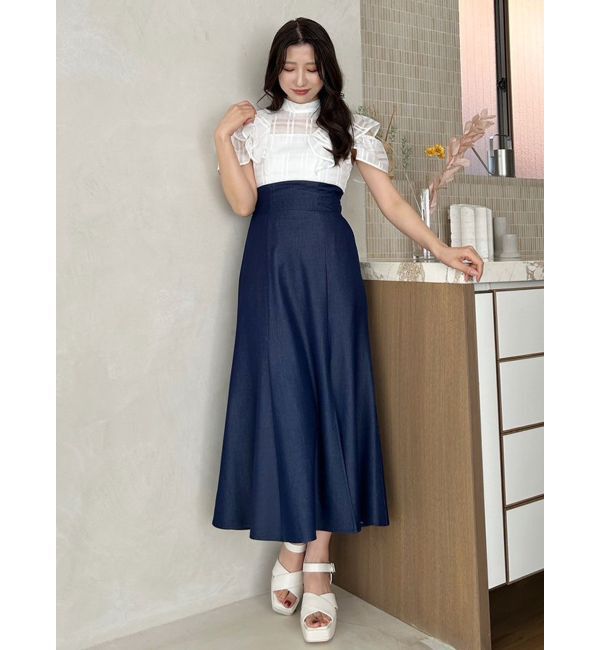 MERCURYDUO「シアーチェックラッフルドッキングワンピース」|ワンピース|