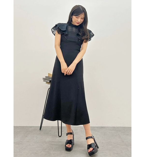 MERCURYDUO「シアーチェックラッフルドッキングワンピース」|ワンピース|