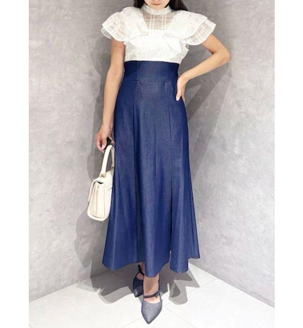 MERCURYDUO「シアーチェックラッフルドッキングワンピース」|ワンピース|