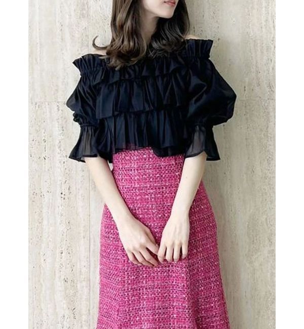 MERCURYDUO「オフショル2WAYティアードブラウス」|シャツ・ブラウス|ブラック