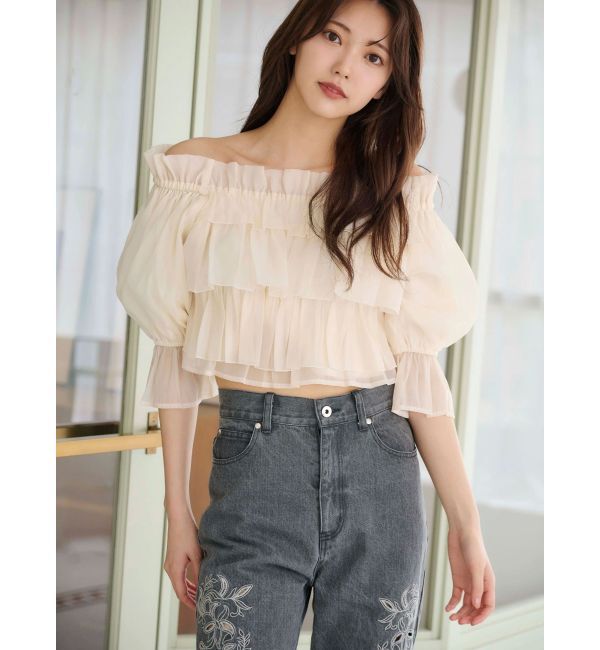 MERCURYDUO「カットワーク刺繍デニムストレートパンツ」|その他|