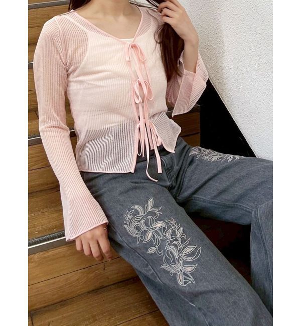 MERCURYDUO「カットワーク刺繍デニムストレートパンツ」|その他|