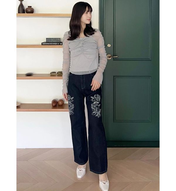 MERCURYDUO「カットワーク刺繍デニムストレートパンツ」|その他|