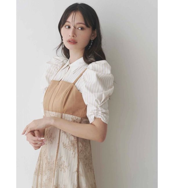 MERCURYDUO「ダブルカラービスチェドッキングパワショルシャツワンピース」|ワンピース|