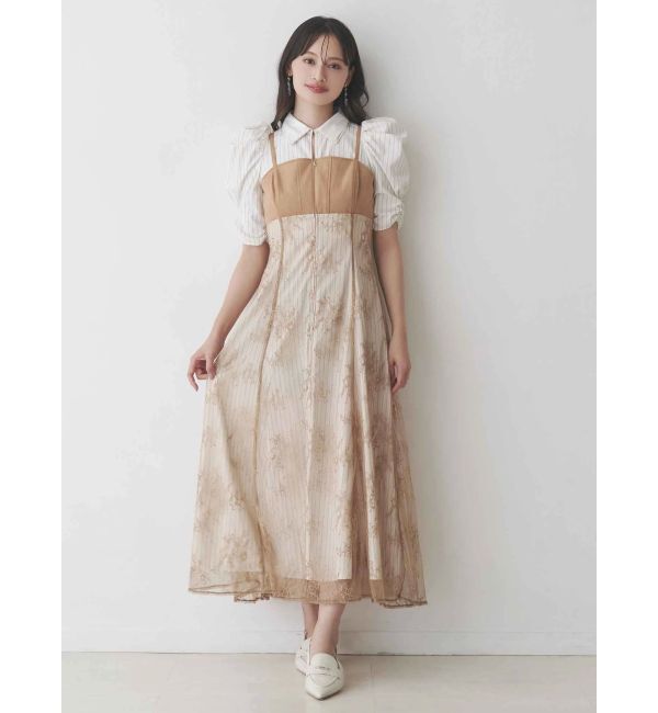 MERCURYDUO「ダブルカラービスチェドッキングパワショルシャツワンピース」|ワンピース|