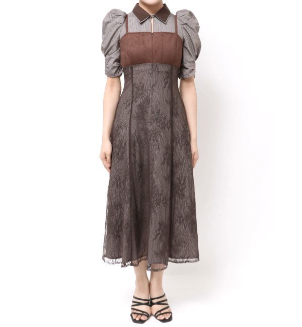 MERCURYDUO「ダブルカラービスチェドッキングパワショルシャツワンピース」|ワンピース|