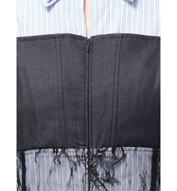 MERCURYDUO「ダブルカラービスチェドッキングパワショルシャツワンピース」|ワンピース|