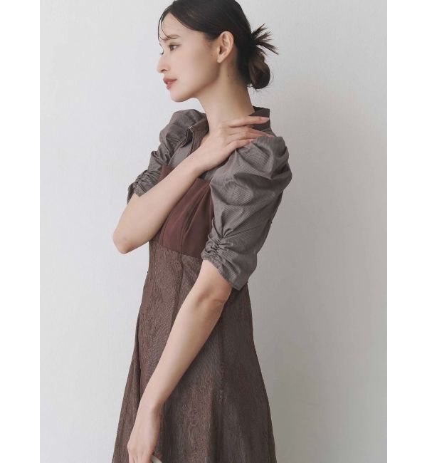 MERCURYDUO「ダブルカラービスチェドッキングパワショルシャツワンピース」|ワンピース|