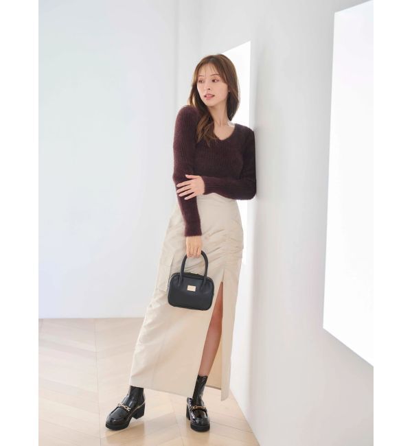 MERCURYDUO「ミニシャギーVネッククロップドニット」|ニット・セーター|