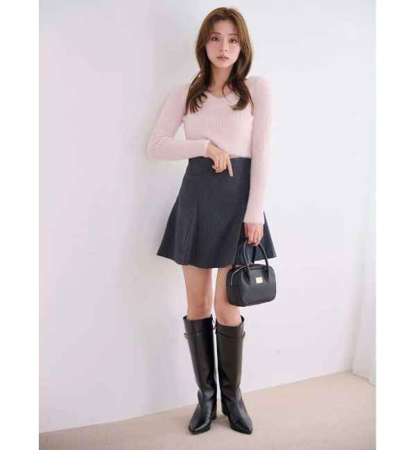 MERCURYDUO「ミニシャギーVネッククロップドニット」|ニット・セーター|