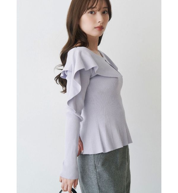 MERCURYDUO「ペプラムラッフルコンパクトニット」|ニット・セーター|