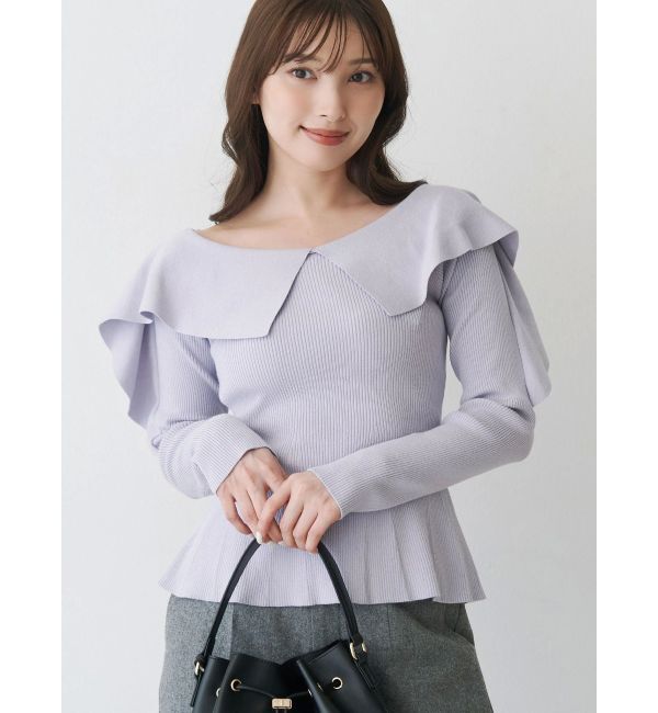 MERCURYDUO「ペプラムラッフルコンパクトニット」|ニット・セーター|