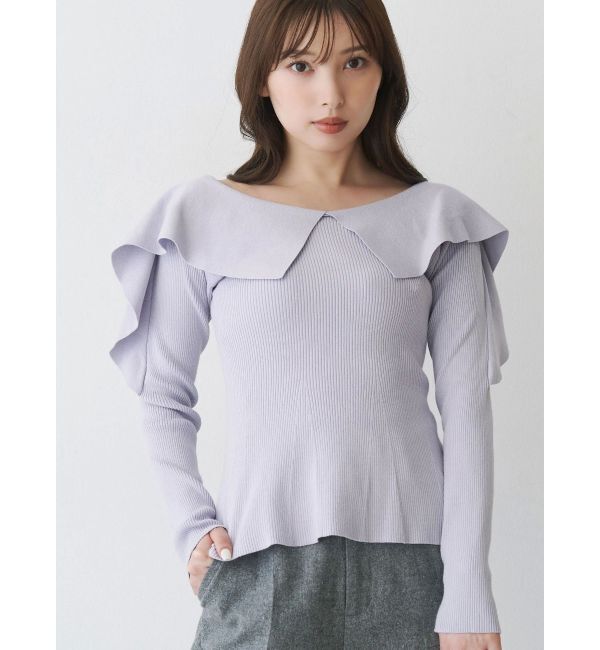 MERCURYDUO「ペプラムラッフルコンパクトニット」|ニット・セーター|