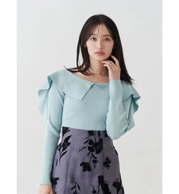 MERCURYDUO「ペプラムラッフルコンパクトニット」|ニット・セーター|