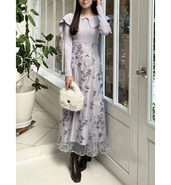 MERCURYDUO「ペプラムラッフルコンパクトニット」|ニット・セーター|