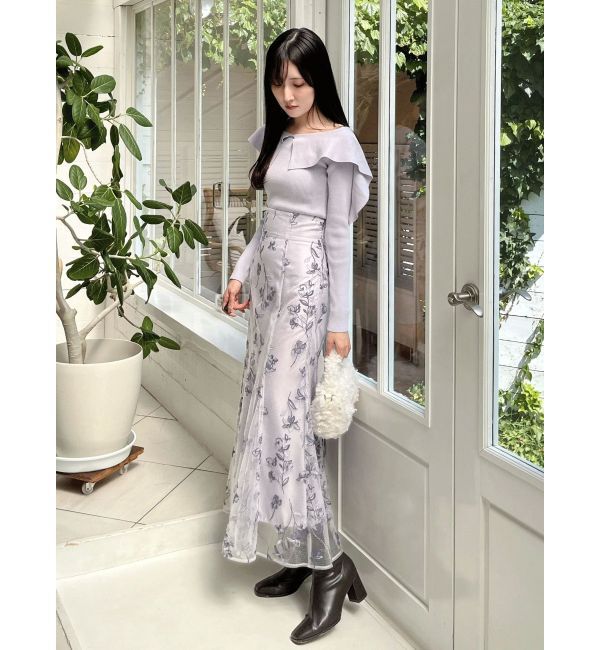 MERCURYDUO「ペプラムラッフルコンパクトニット」|ニット・セーター|