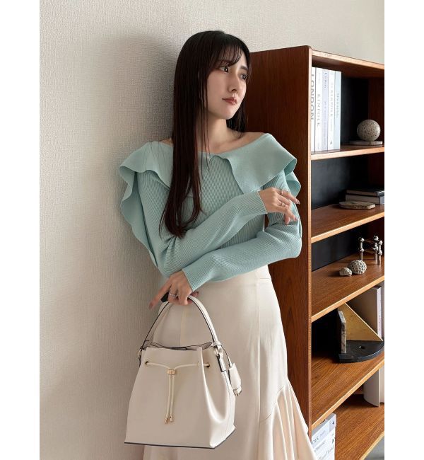 MERCURYDUO「ペプラムラッフルコンパクトニット」|ニット・セーター|