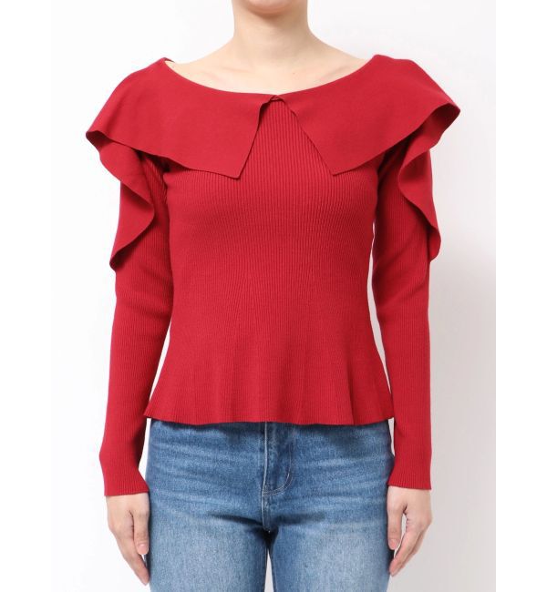 MERCURYDUO「ペプラムラッフルコンパクトニット」|ニット・セーター|