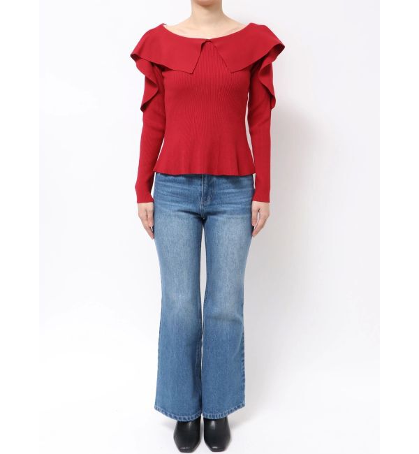 MERCURYDUO「ペプラムラッフルコンパクトニット」|ニット・セーター|