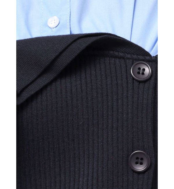 MERCURYDUO「【WEB限定カラーあり】シャツレイヤード風ニットドッキングミニワンピース」|ワンピース|