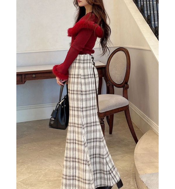 MERCURYDUO「オリジナルロービングチェックマーメイドスカート」|スカート|