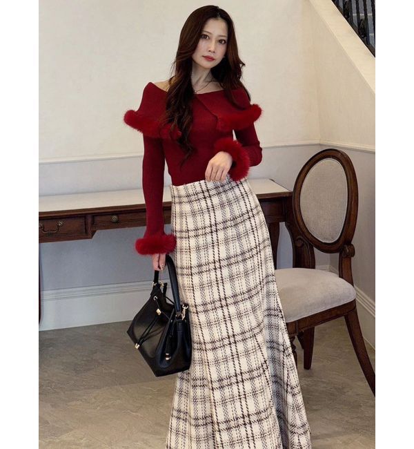 MERCURYDUO「オリジナルロービングチェックマーメイドスカート」|スカート|