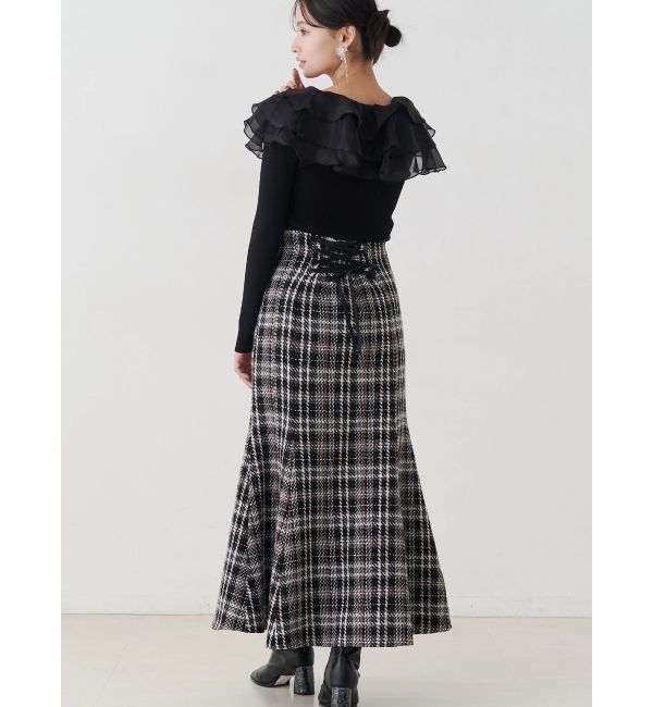 MERCURYDUO「オリジナルロービングチェックマーメイドスカート」|スカート|ブラック