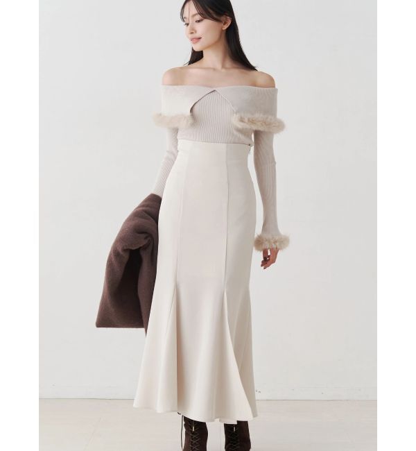 MERCURYDUO「【WEB限定カラーあり】フェイクファートリミングニット」|ニット・セーター|