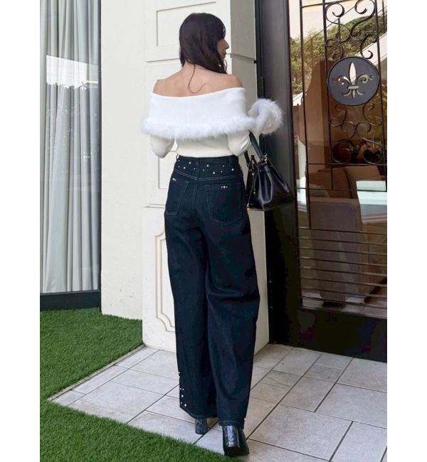 MERCURYDUO「【WEB限定カラーあり】フェイクファートリミングニット」|ニット・セーター|