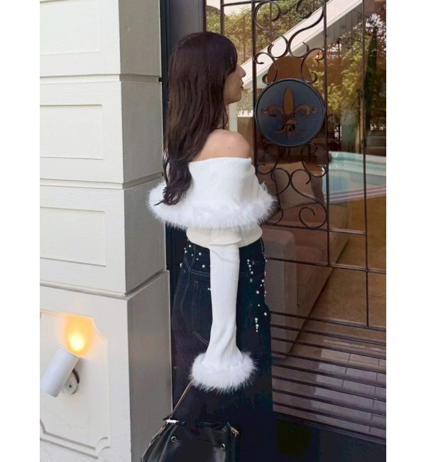 MERCURYDUO「【WEB限定カラーあり】フェイクファートリミングニット」|ニット・セーター|