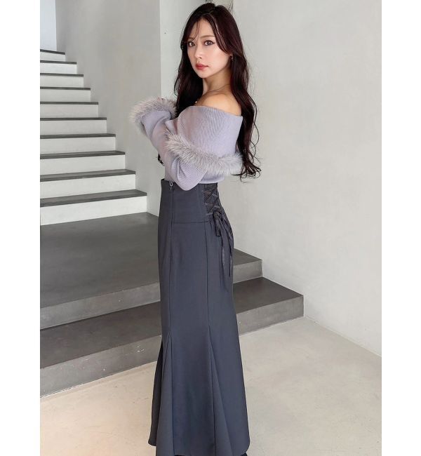 MERCURYDUO「【WEB限定カラーあり】フェイクファートリミングニット」|ニット・セーター|